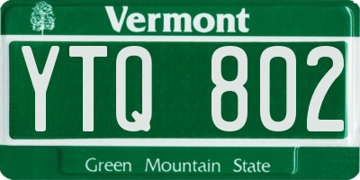 VT license plate YTQ802