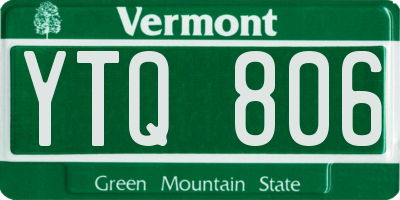 VT license plate YTQ806