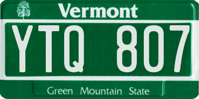 VT license plate YTQ807