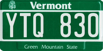 VT license plate YTQ830