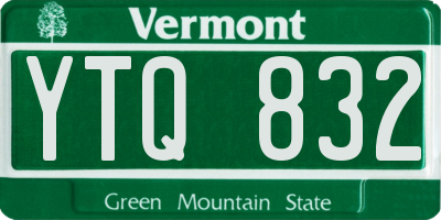 VT license plate YTQ832