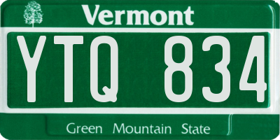 VT license plate YTQ834