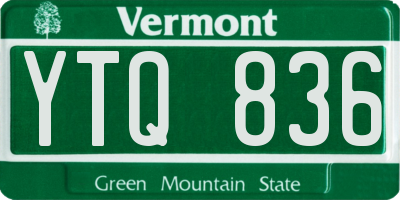 VT license plate YTQ836