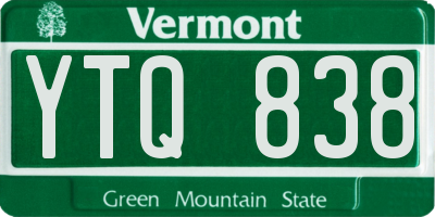 VT license plate YTQ838