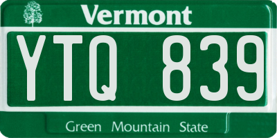 VT license plate YTQ839