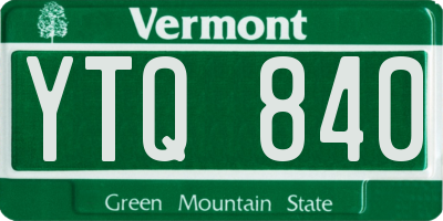 VT license plate YTQ840