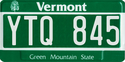 VT license plate YTQ845