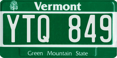 VT license plate YTQ849