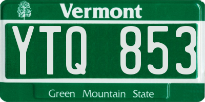 VT license plate YTQ853
