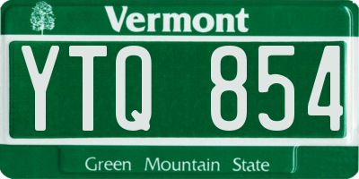 VT license plate YTQ854
