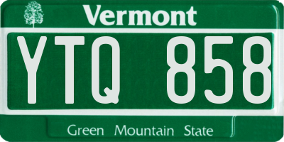 VT license plate YTQ858