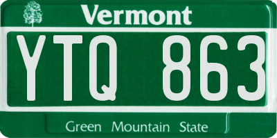 VT license plate YTQ863