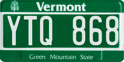 VT license plate YTQ868