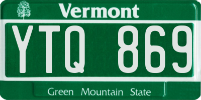 VT license plate YTQ869