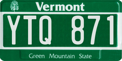 VT license plate YTQ871