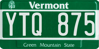 VT license plate YTQ875