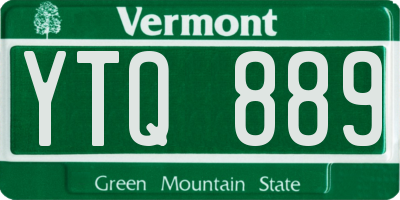 VT license plate YTQ889