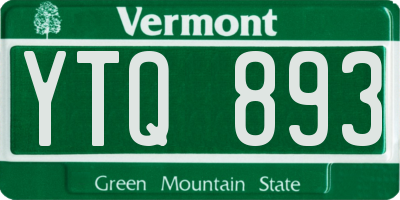 VT license plate YTQ893