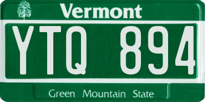 VT license plate YTQ894