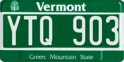 VT license plate YTQ903