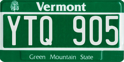 VT license plate YTQ905