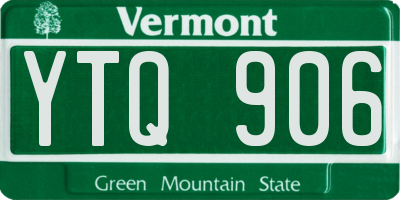 VT license plate YTQ906