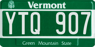 VT license plate YTQ907