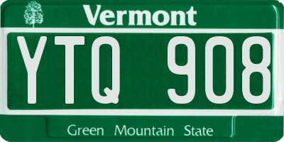 VT license plate YTQ908