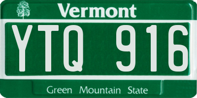 VT license plate YTQ916