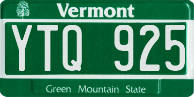 VT license plate YTQ925