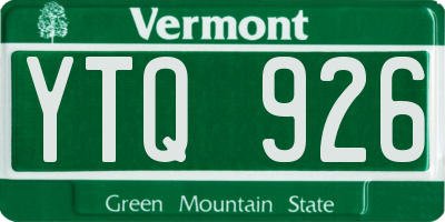 VT license plate YTQ926