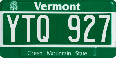 VT license plate YTQ927
