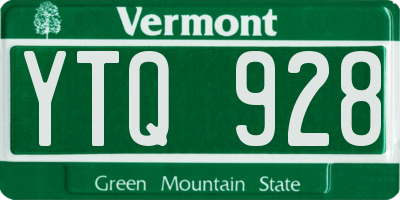 VT license plate YTQ928