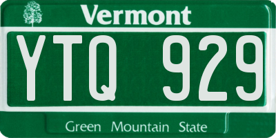 VT license plate YTQ929