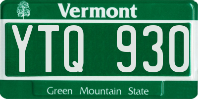 VT license plate YTQ930