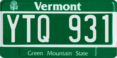 VT license plate YTQ931