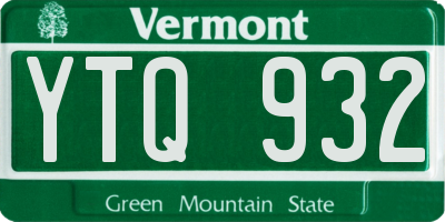 VT license plate YTQ932