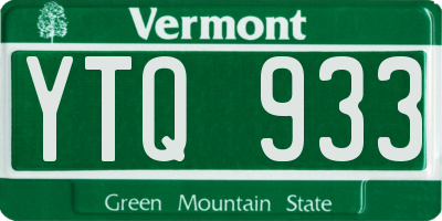 VT license plate YTQ933