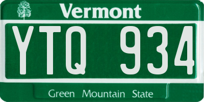 VT license plate YTQ934