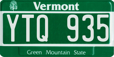 VT license plate YTQ935
