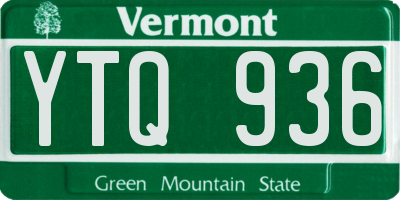 VT license plate YTQ936