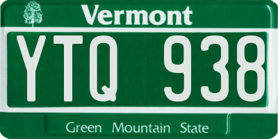 VT license plate YTQ938