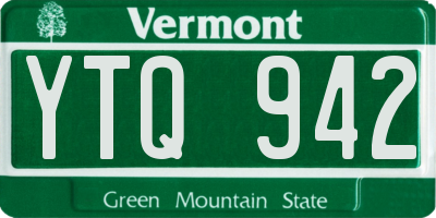 VT license plate YTQ942
