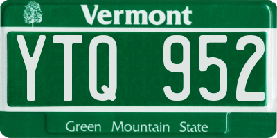 VT license plate YTQ952