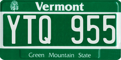 VT license plate YTQ955