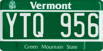VT license plate YTQ956