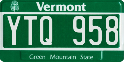 VT license plate YTQ958