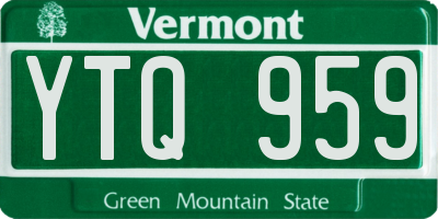 VT license plate YTQ959