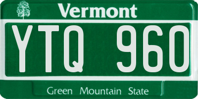 VT license plate YTQ960