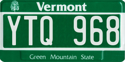 VT license plate YTQ968